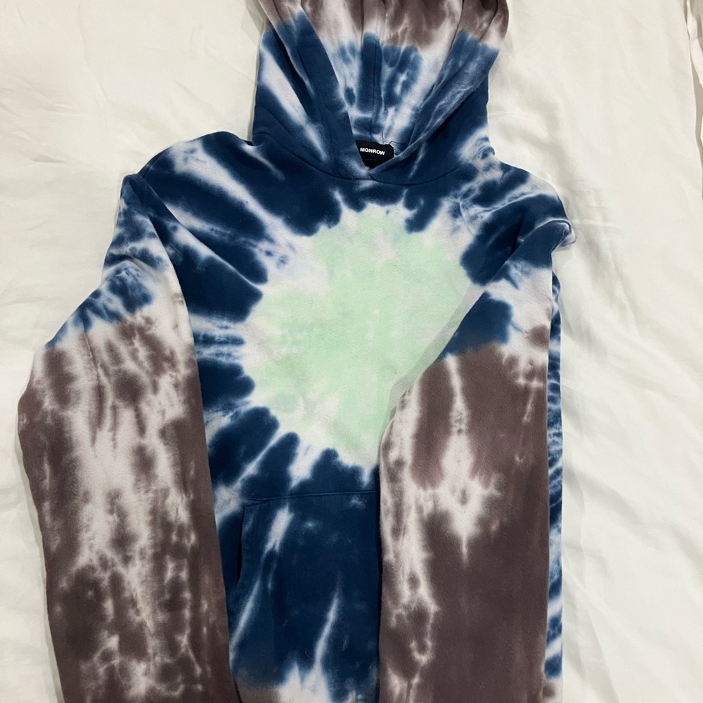 Monrow tie dyed (blue/brown/light green) women’s sweatshirt, size small